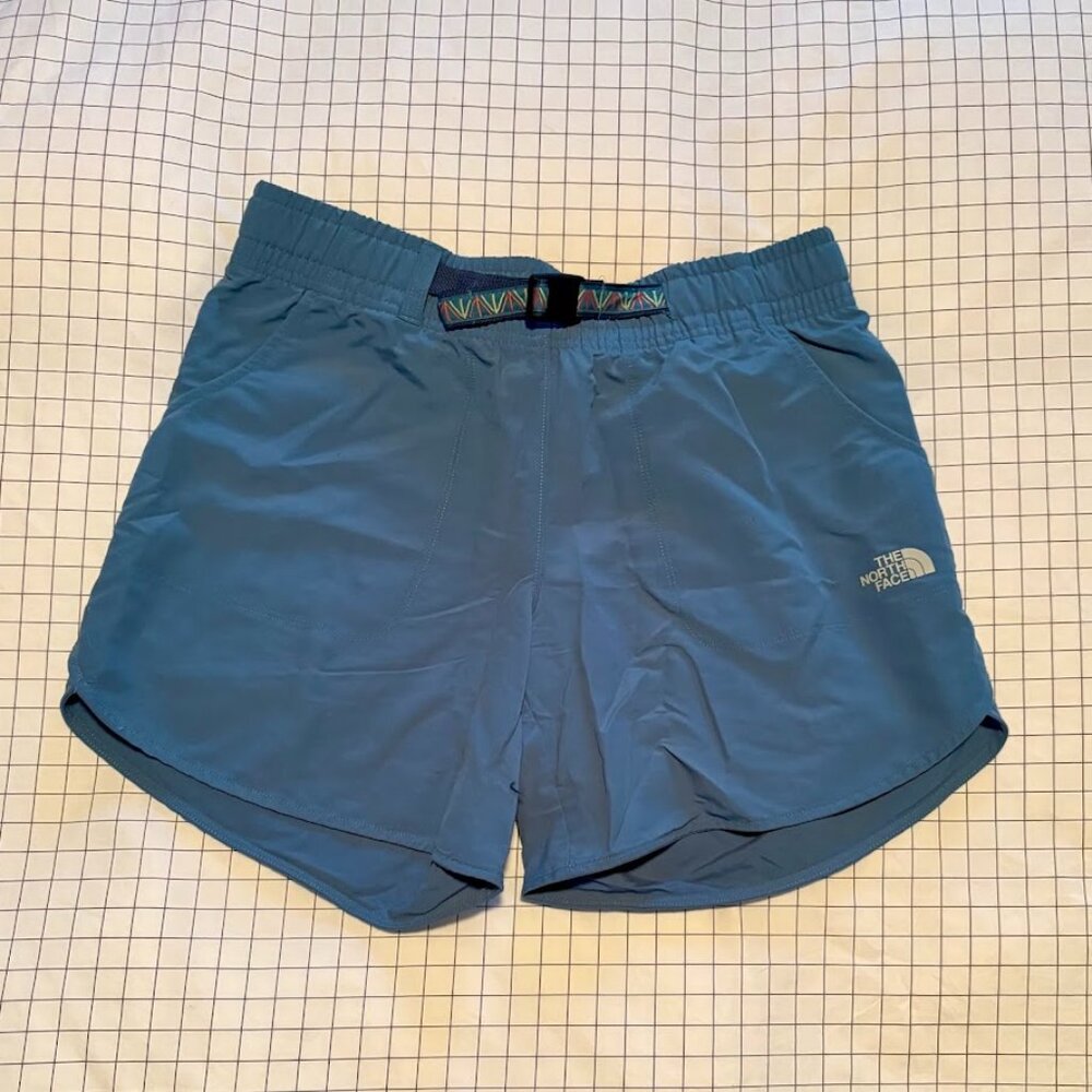 North Face Class V Belted Hike Shorts Blue Green